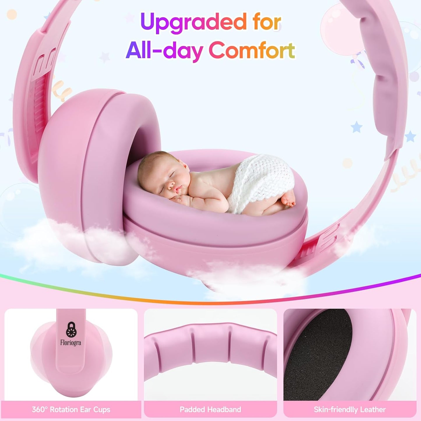 Upgraded Baby-Friendly Noise Cancelling Ear Muffs - Adjustable Headphones for Infants (0-3 Years) - Essential Travel Ear Protection