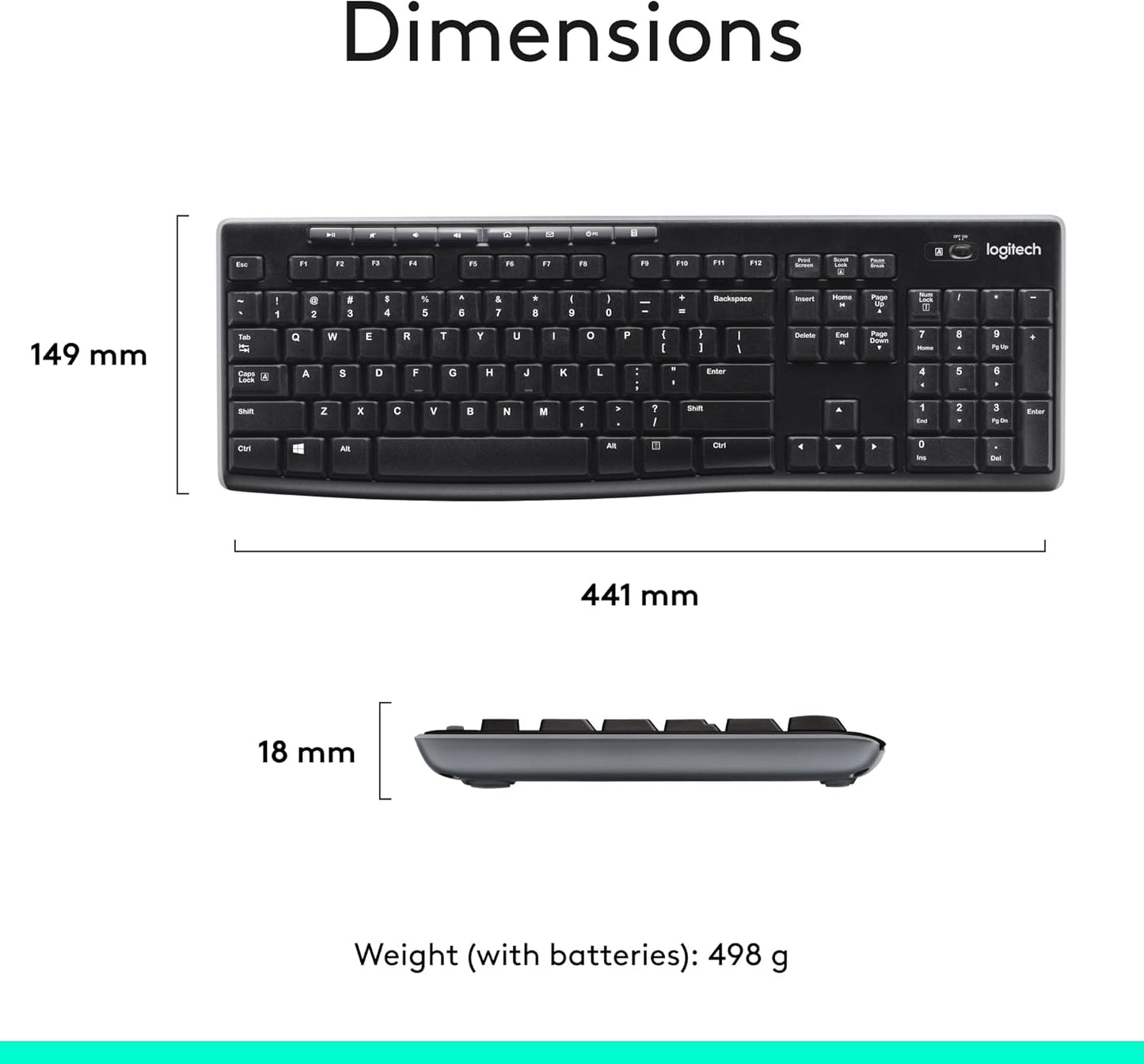 Wireless Keyboard and Mouse Combo for Windows, 2.4 Ghz Wireless, Compact Mouse, 8 Multimedia and Shortcut Keys, 2-Year Battery Life, for PC, Laptop