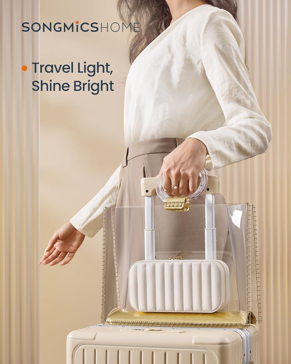 Travel Jewelry Box - Compact Jewelry Organizer with Mirror, PU Leather with Stitching, Portable Design, Zipper Closure