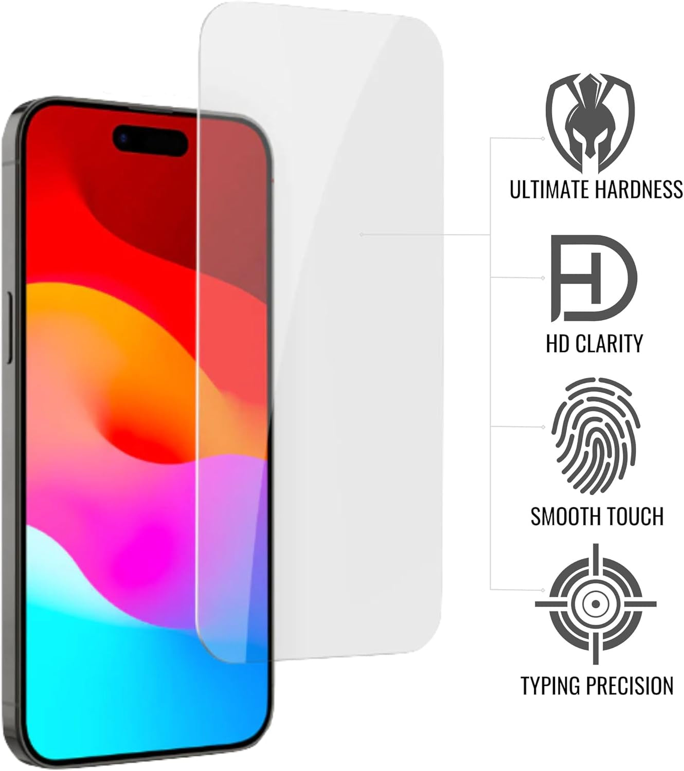 3-Pack Tempered Glass Screen Protector for iPhone 15 Pro - High Transparency, 9H Hardness, Ultra Tactile Protection for 6.1" Display