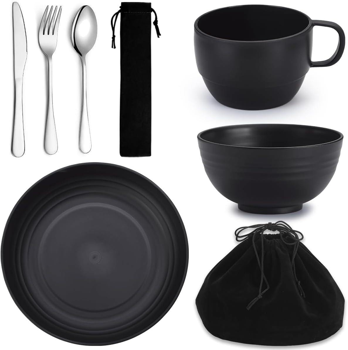 2-Person Camping Mess Kit with Silverware Set - Spoons, Forks, and Knives - Portable and Easy to Clean Camping Essentials