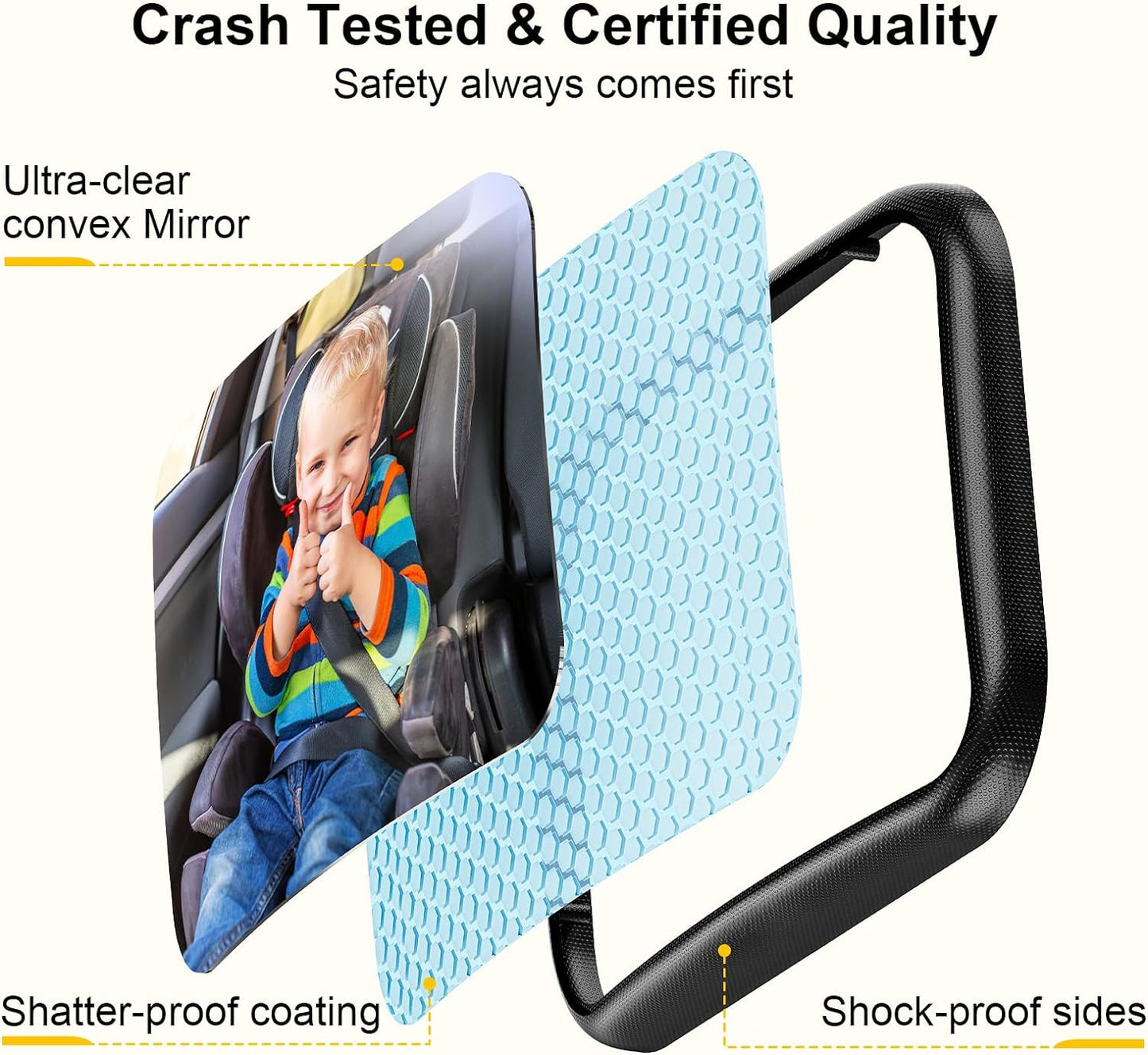 Premium Baby Car Mirror - Shatterproof Rear-Facing Seat Mirror with Easy Installation Hook Clip