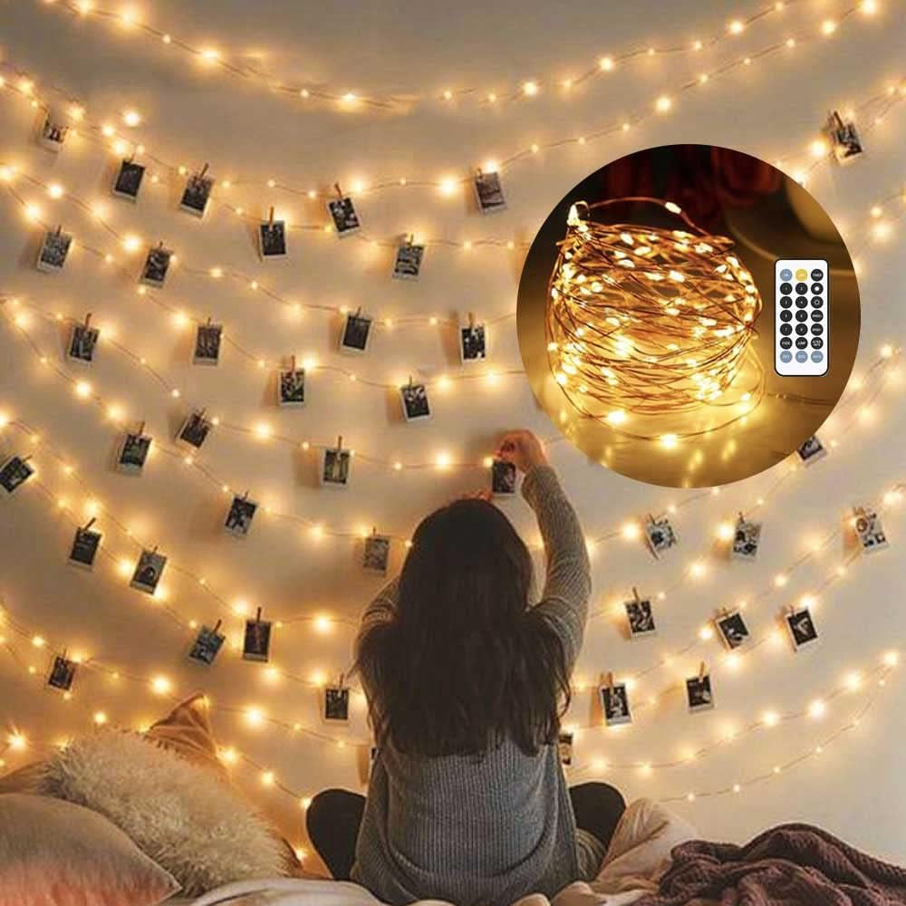 33Ft 100LED Warm White Indoor USB-Powered Fairy Lights for Bedroom Decor, Ideal for Weddings and Holiday Celebrations
