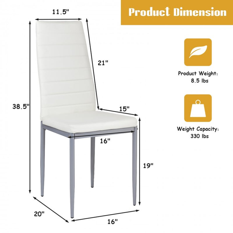 Set of 4 Elegant PVC Leather Dining Chairs with Sturdy Metal Legs