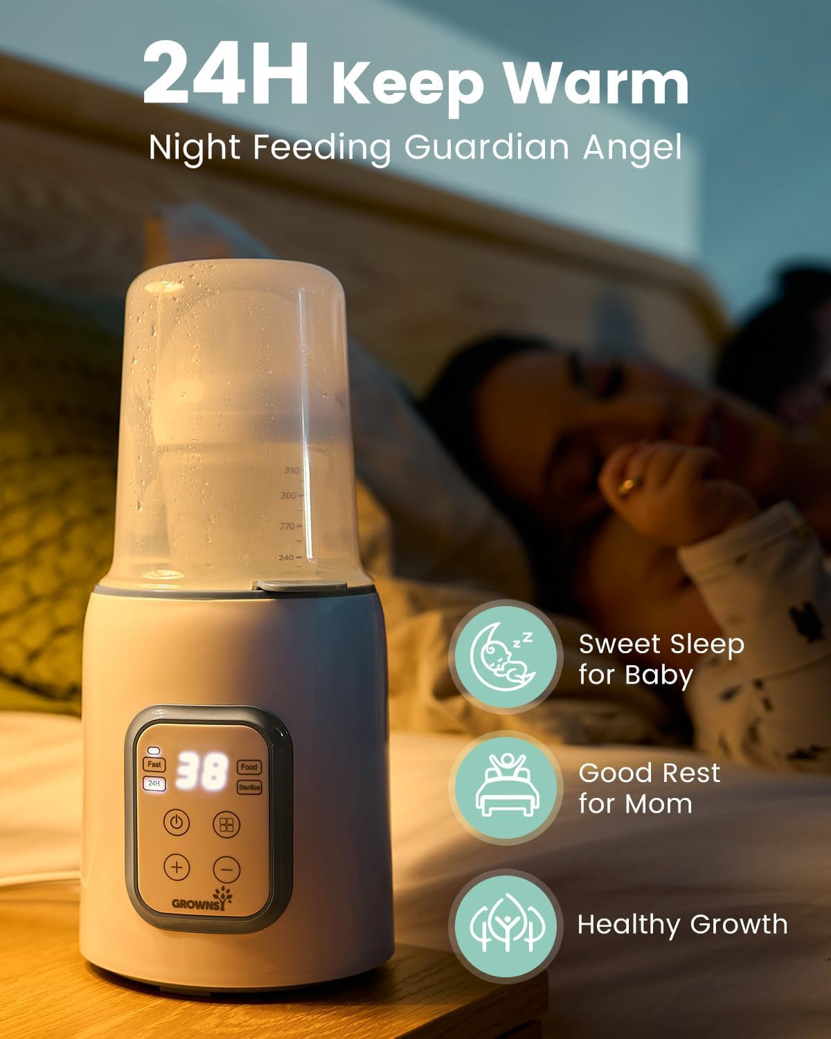 8-in-1 Rapid Baby Bottle Warmer - LCD Timer and Precise Temperature Control for Breastmilk and Formula