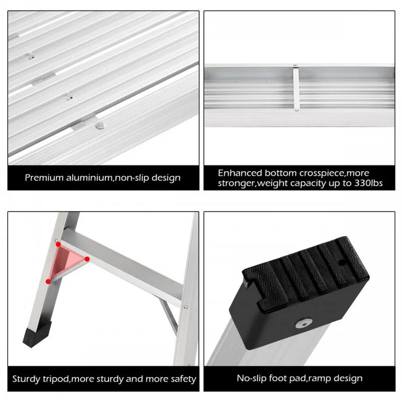 Premium Heavy-Duty Aluminum Folding Step Ladder with Portable Design