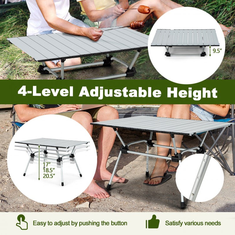 Heavy-Duty Aluminum Camping Table with Carrying Bag, Foldable Design