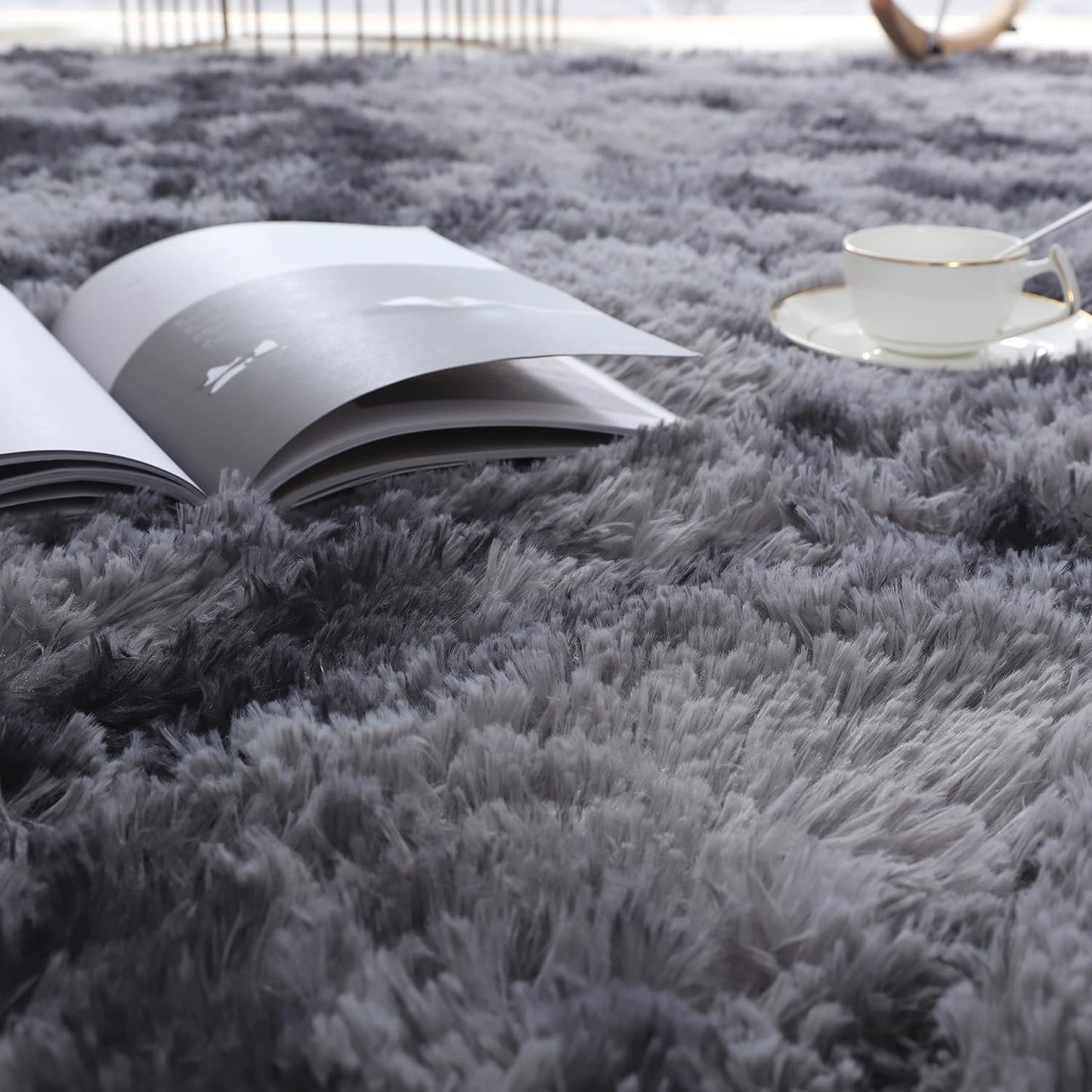 Ultra Soft Modern Shaggy Area Rug for Bedroom and Living Room - Fluffy Throw Carpet for Kids' Rooms (4x6 Feet, Dark Gray)
