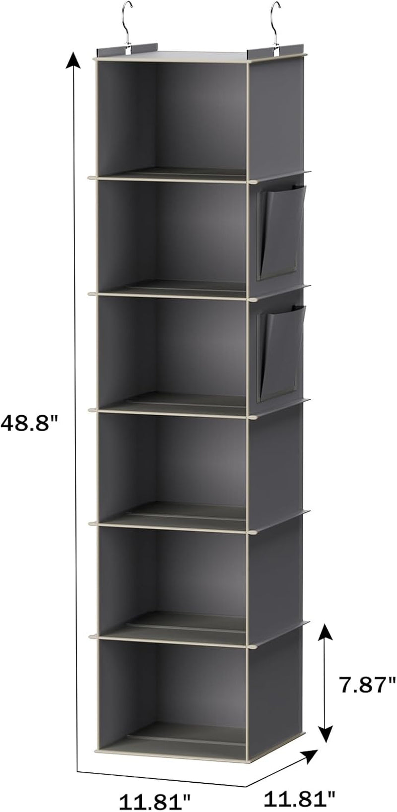 6-Shelf Grey Hanging Closet Organizer and Storage System