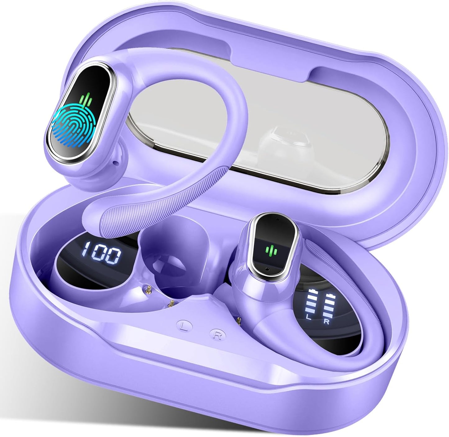 Bluetooth 5.3 Wireless Earbuds - ENC Noise Cancelling Microphone, 50-Hr Stereo Playback, IP7 Waterproof Rating, Dual LED Display