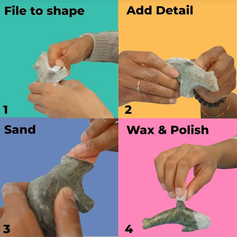 Bear Soapstone Sculpture Carving DIY Arts and Crafts Kit for Kids Adults