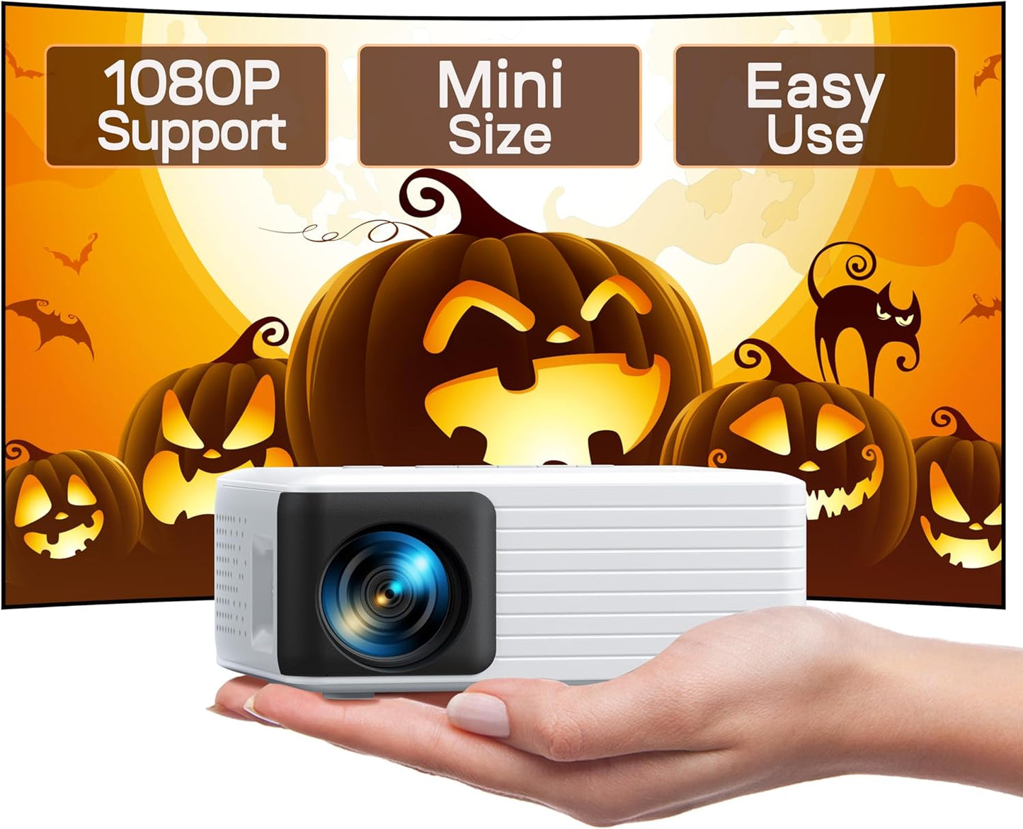 Mini Portable 1080P Full HD Projector - Outdoor Home Theater Compatible with Fire Stick, HDMI, USB, PS5, Xbox, iOS, Android, Laptop