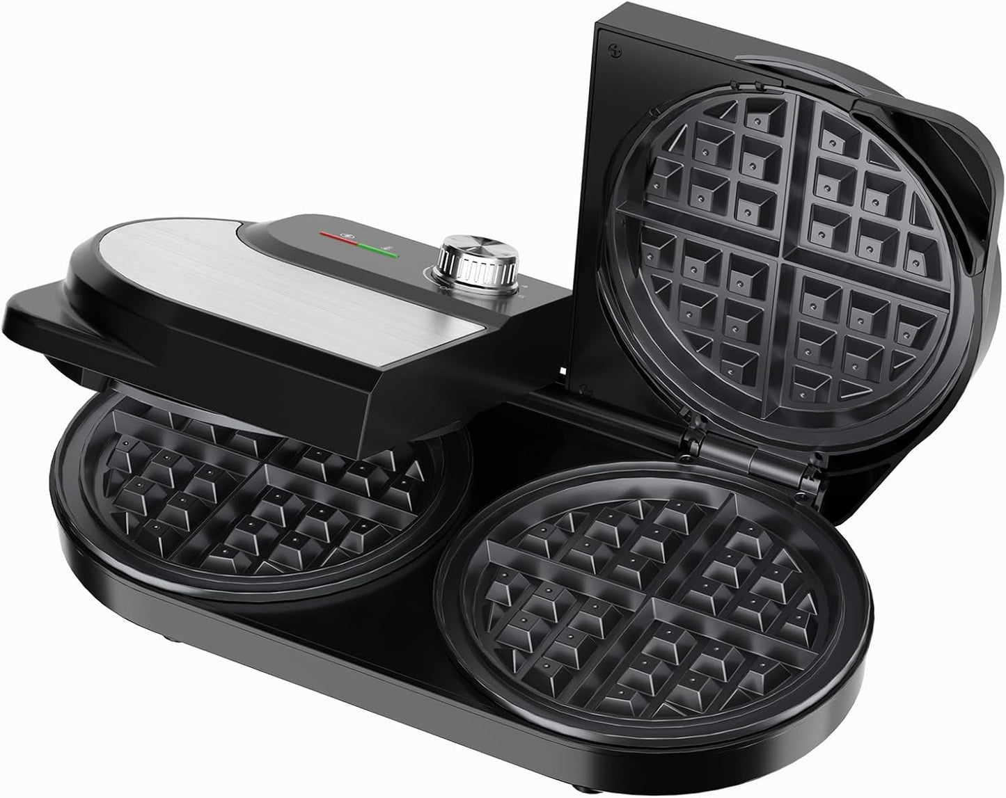 6-Inch Double Waffle Maker, 1400W Belgian Waffle Iron with Nonstick Plates, Adjustable Temperature Control, Cool-Touch Handles