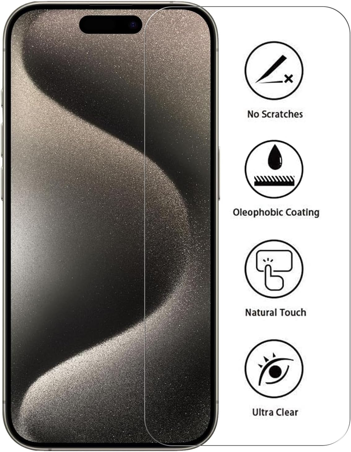 Triple Pack Screen Protector and Camera Lens Protector for iPhone 15 Pro 6.1-Inch - Tempered Glass Film
