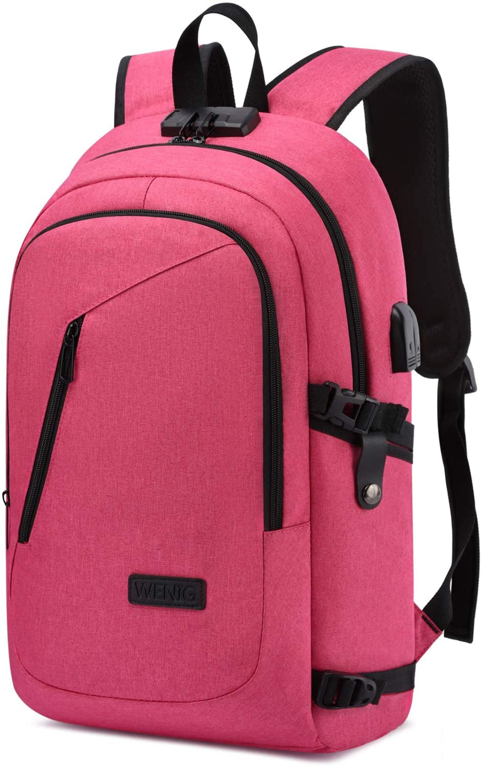 Anti-Theft Laptop Backpack for Business Travel, Slim Design - USB Charging Port, Durable Water-Resistant Bag for 15.6 Inch Laptops, Black