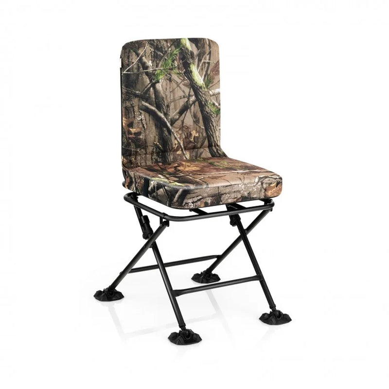 Swivel Folding Chair with Ergonomic Backrest and Padded Cushioning