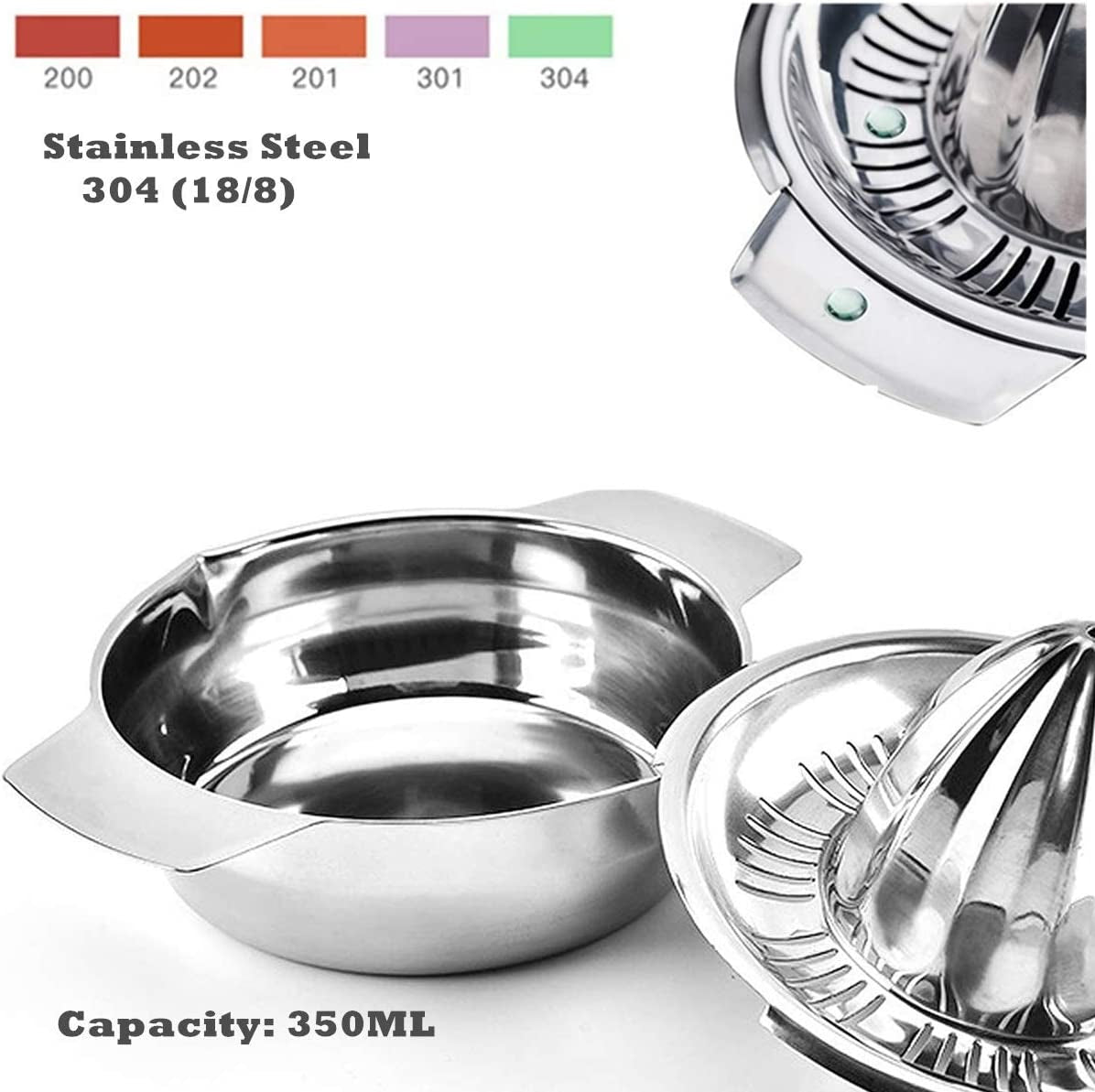 Manual Stainless Steel Citrus Juicer with Juice Strainer and 12 OZ Bowl, Dishwasher Safe, Heavy Duty, Anti-Rust Design