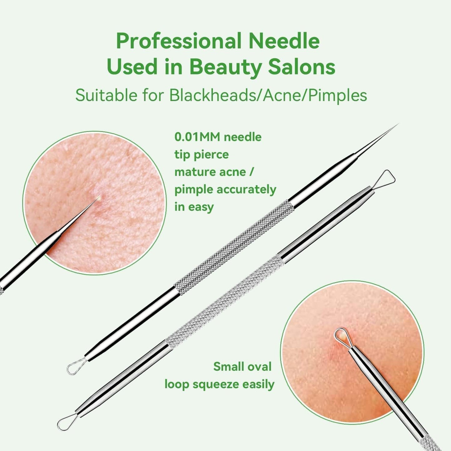 Stainless Steel Blackhead Remover Tool Kit - 5-Piece Pimple Extractor Set for Facial Skin Care, Comedone and Acne Treatment