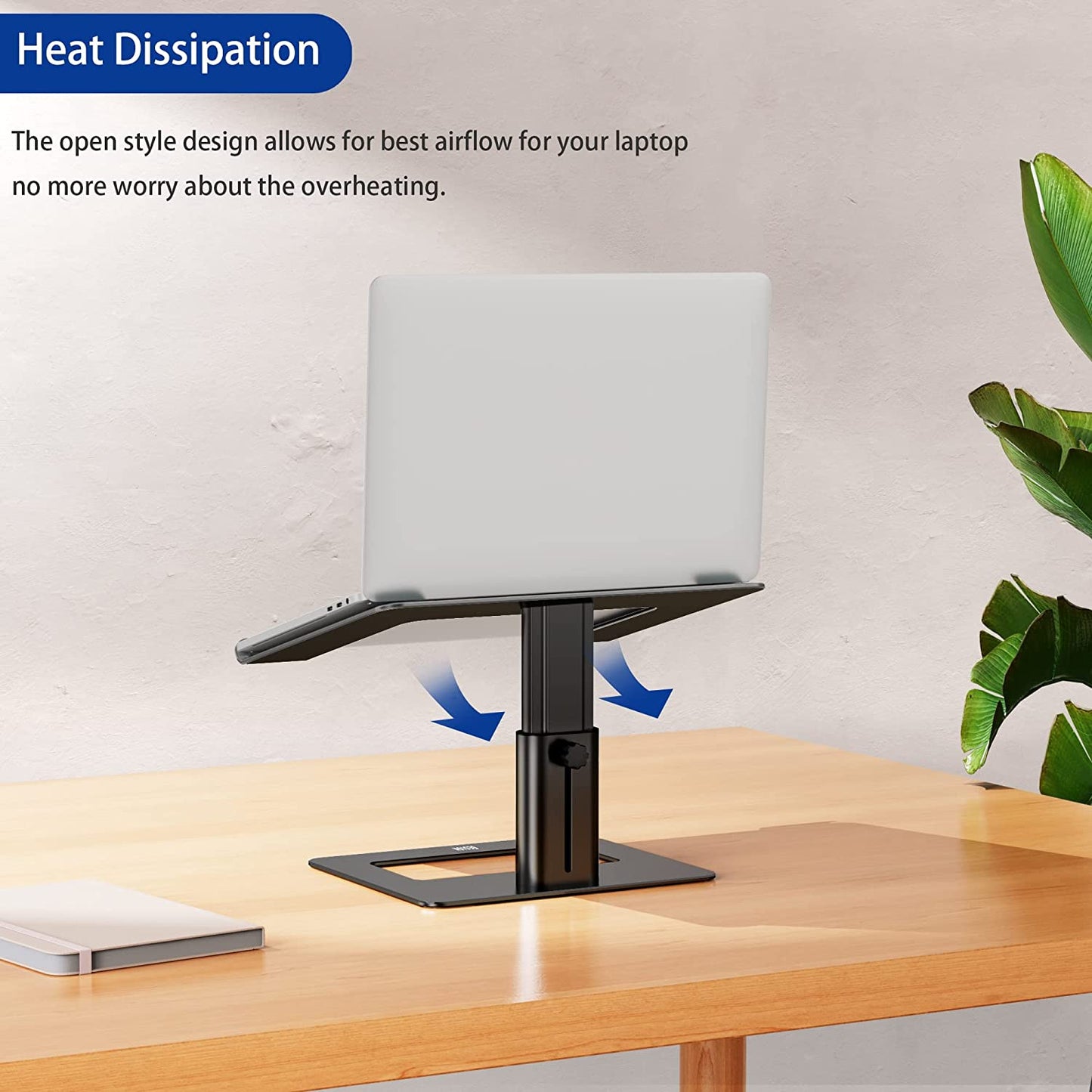 LSX3 Aluminum Laptop Stand, Ergonomic Adjustable Notebook Stand, Riser Holder Computer Stand Compatible with Air, Pro, Dell, HP, Lenovo More 10-15.6" Laptops (Black)