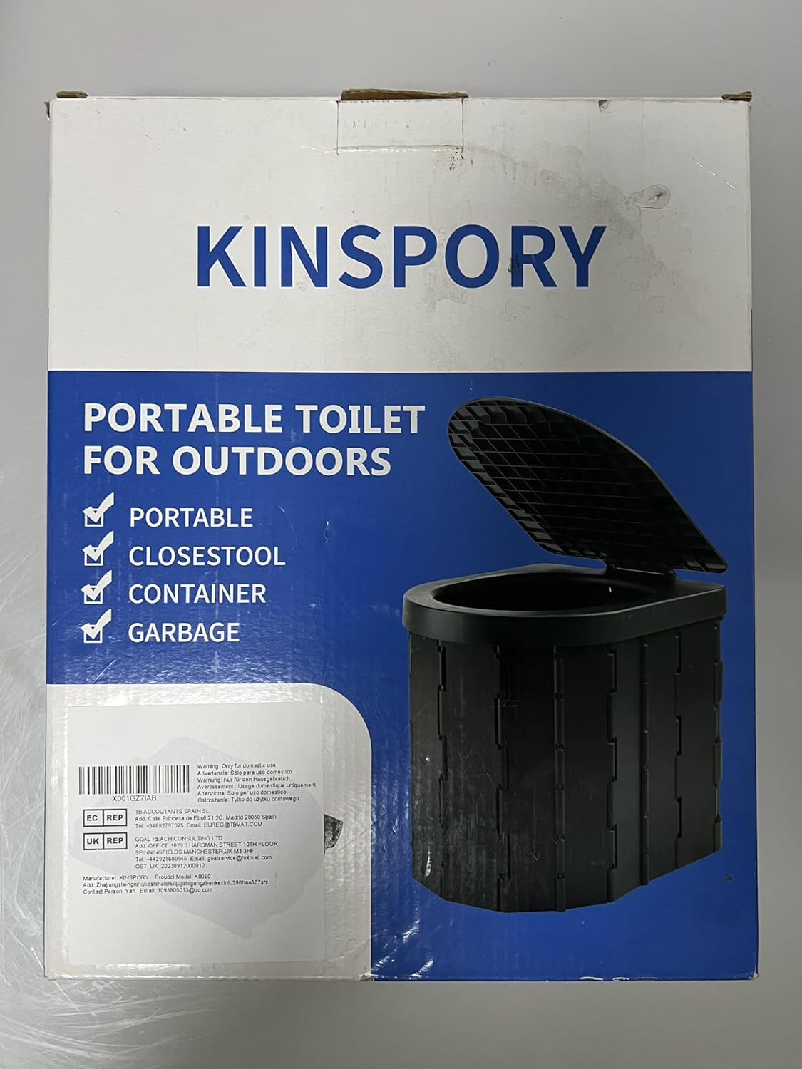 Portable Outdoor Toilet - Collapsible Camping and Fishing Toilet Bucket (Black)
