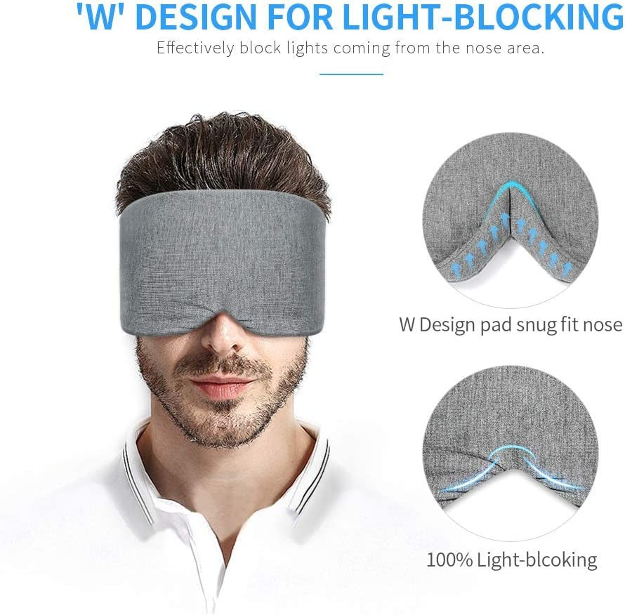 Handmade Cotton Sleep Mask - Enhanced Light Blocking Eye Mask for Comfortable Sleep, Travel, and Naps - Includes Pouch