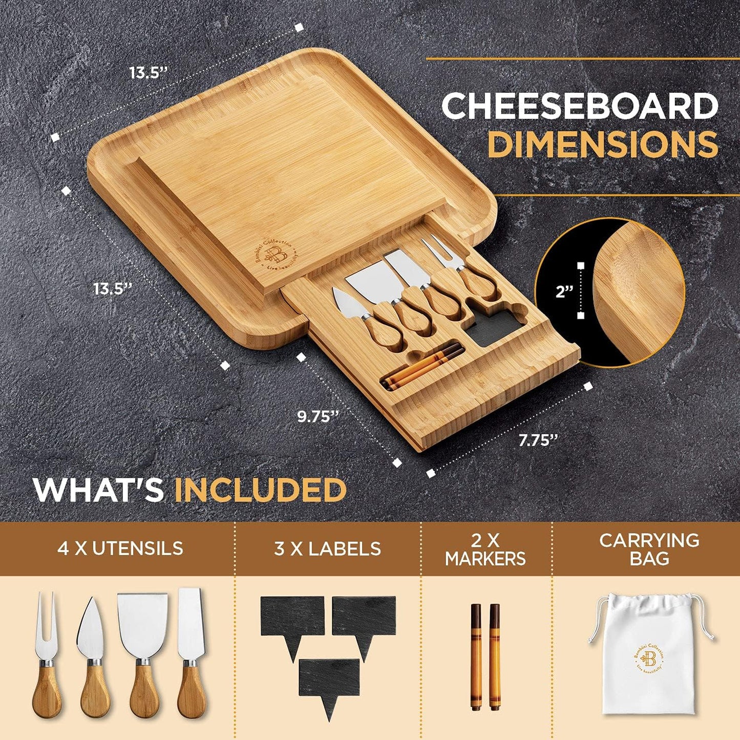 Charcuterie Board - Bamboo Cheese Board and Charcuterie Boards Gift Set with Knife for Entertaining, Bridal Shower Gifts, Wedding Gifts for Couples 2025, House Warming Gifts New Home