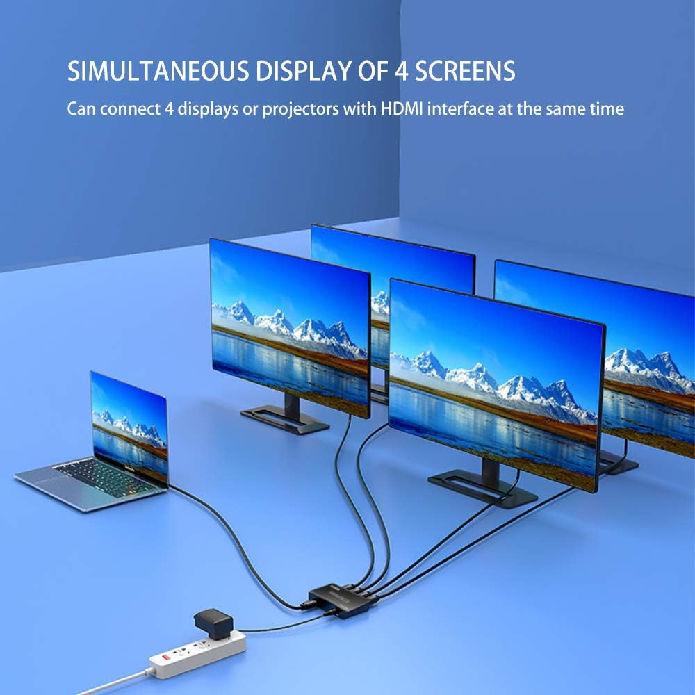 HDMI Splitter 1x4 - Supports 4K@60Hz, Full HD 1080P & 3D, Compatible with Xbox, PS3/4, Roku, and Blu-Ray Players
