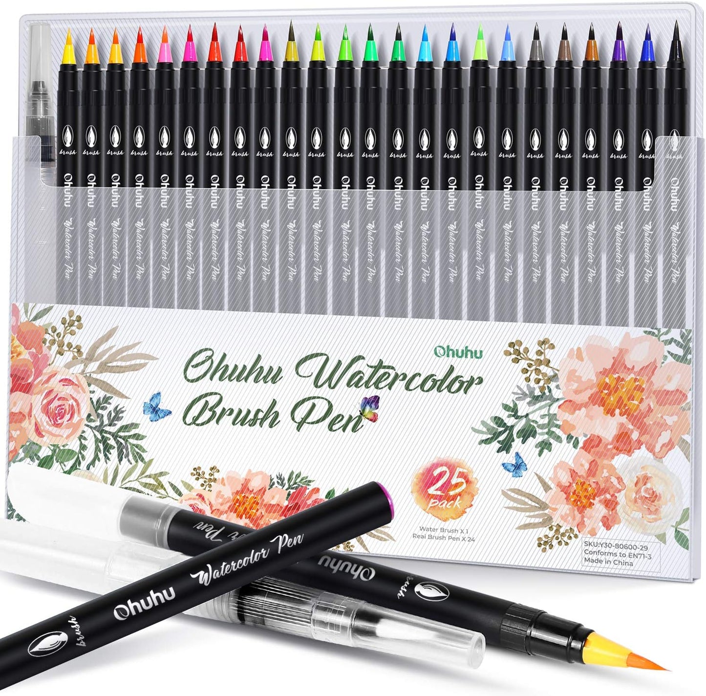 Professional Watercolor Brush Pens Set-24 Vibrant Watercolor Brush for Adult Coloring, Manga, Comic, Calligraphy Art