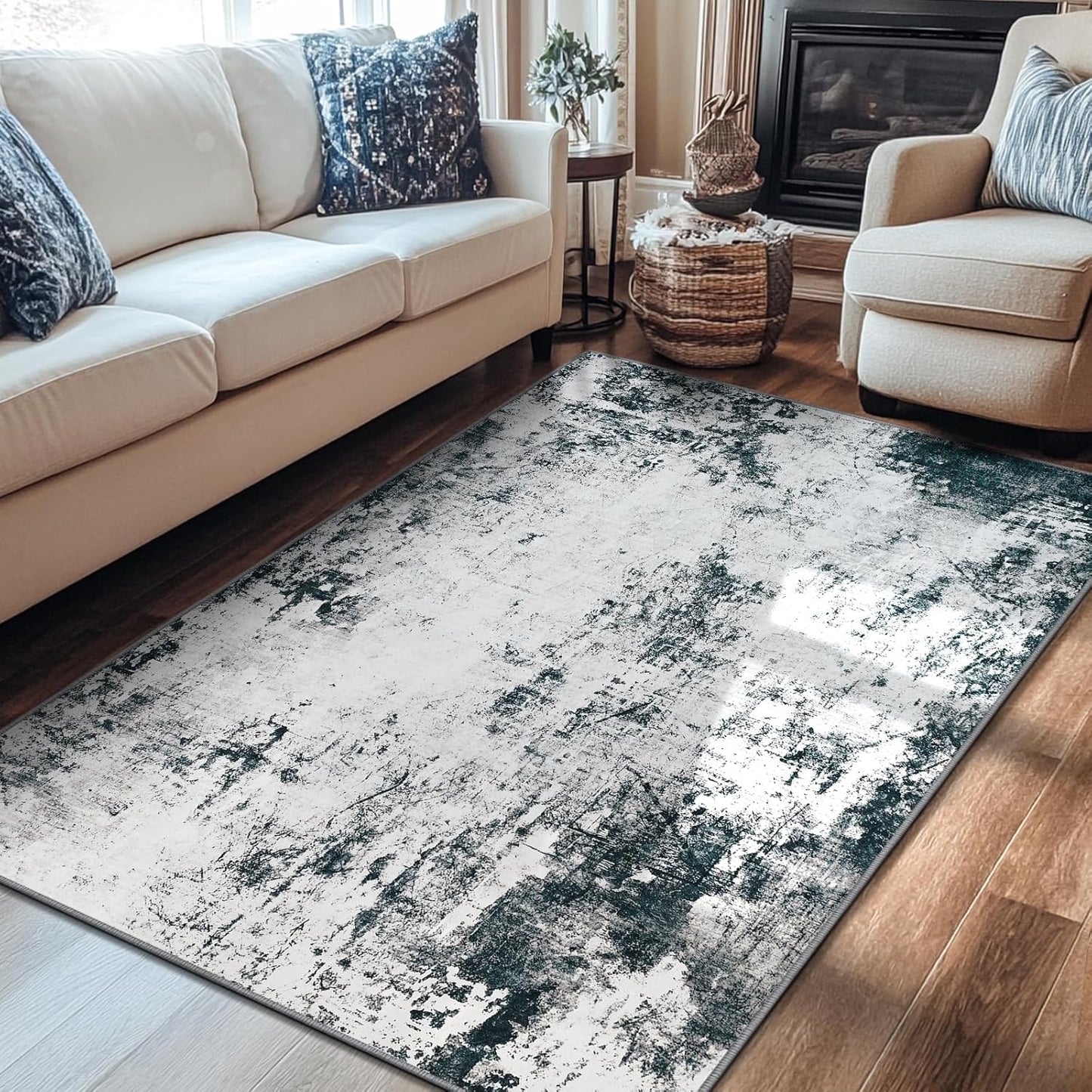 Contemporary Abstract 5x7 Area Rug - Machine Washable, Non-Slip, Stain-Resistant Carpet