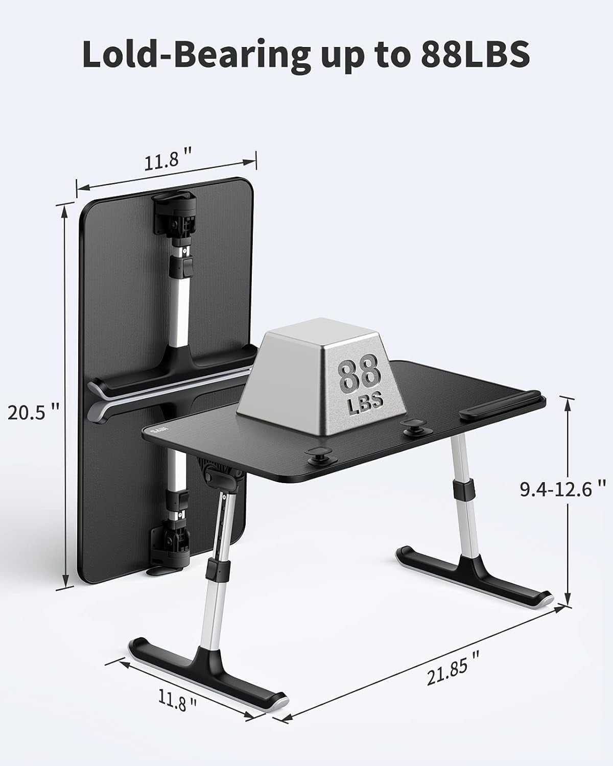 Adjustable Laptop Desk for Bed - Portable and Lightweight Lap Tray Table for Adults and Kids (Black)
