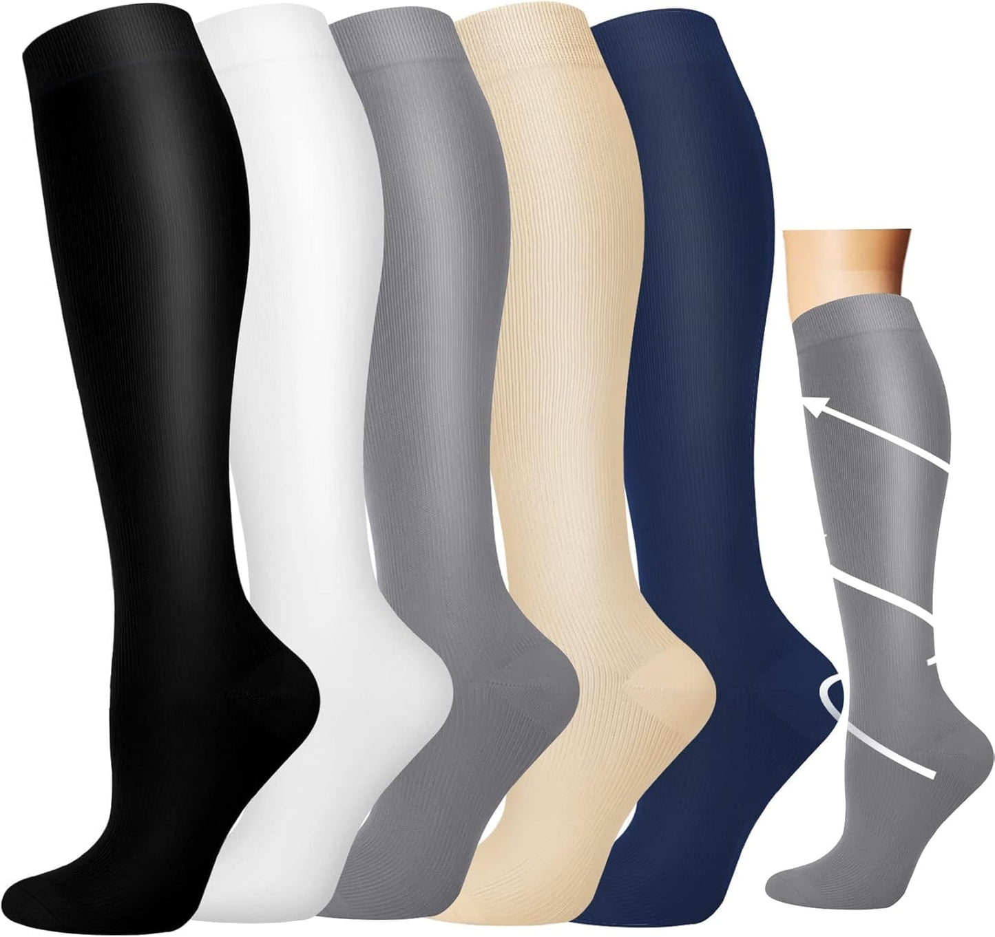 Graduated Compression Socks for Women&Men Wide Calf Comfort Best for Circulation,Pregnancy,Nurse,Running,Travel
