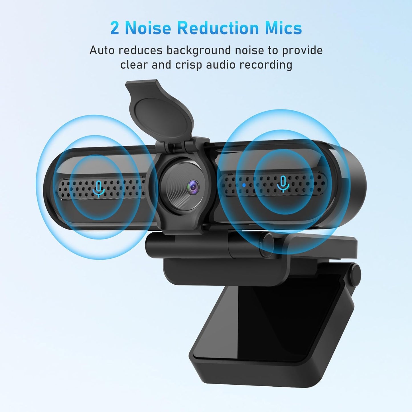 2K High-Definition Webcam with 30FPS Streaming, 1080P at 60FPS, Autofocus, Dual Noise-Cancelling Microphones, and Tripod