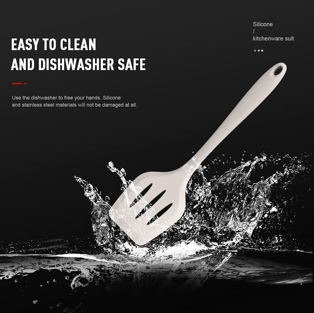 Silicone Kitchen Utensils Set - Heat Resistant Up to 446°F, Includes Turner, Tongs, Spatula, Spoon, Brush, Whisk, Dishwasher Safe and BPA Free