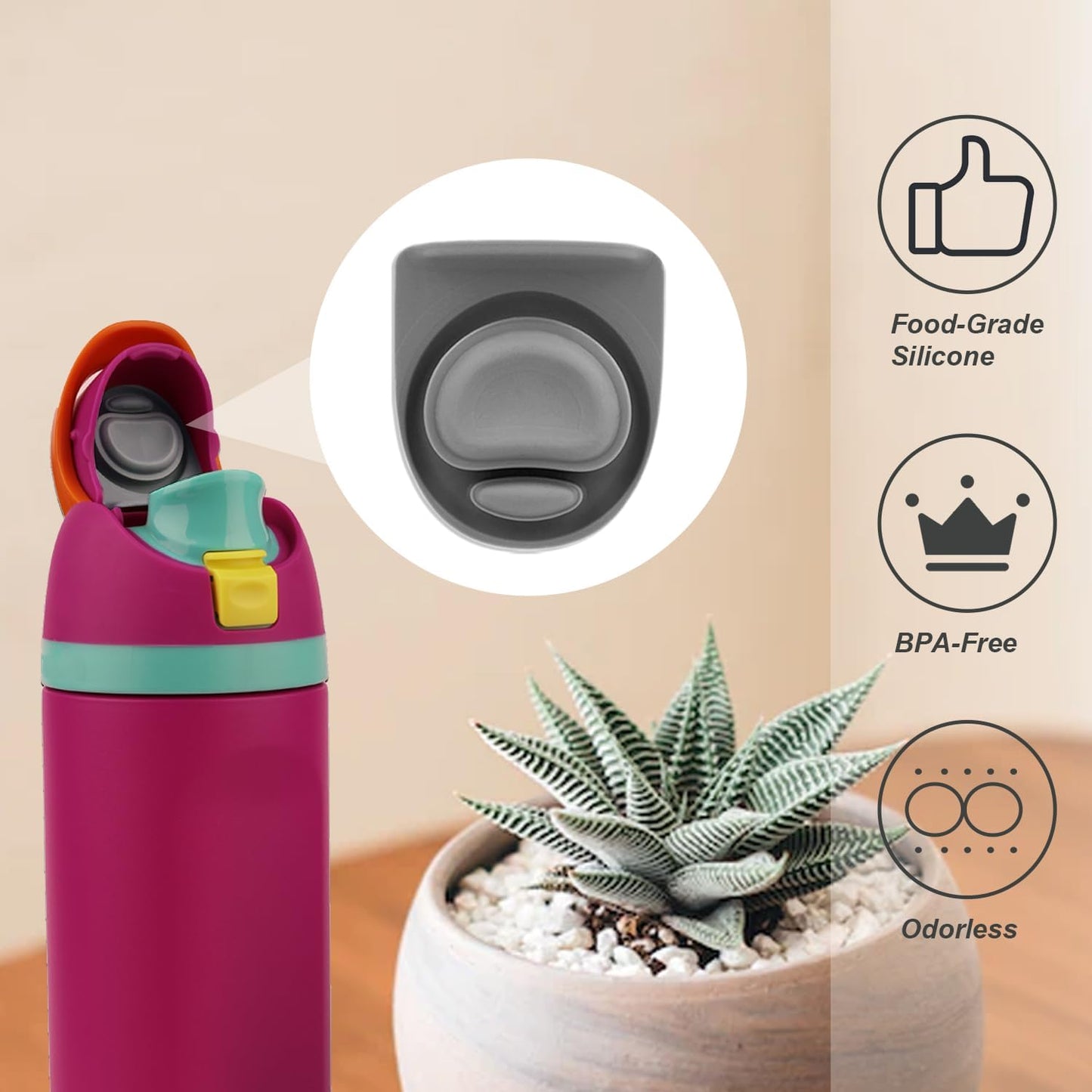 Replacement Stoppers for Owala Freesip Water Bottles - 4 Pack, BPA-Free Silicone Caps for 19/24/32/40 Oz Models