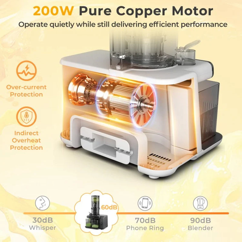 High-Efficiency Cold Press Juicer with 5.3-Inch Feed Chute and Reverse Function for Optimal Juice Yield