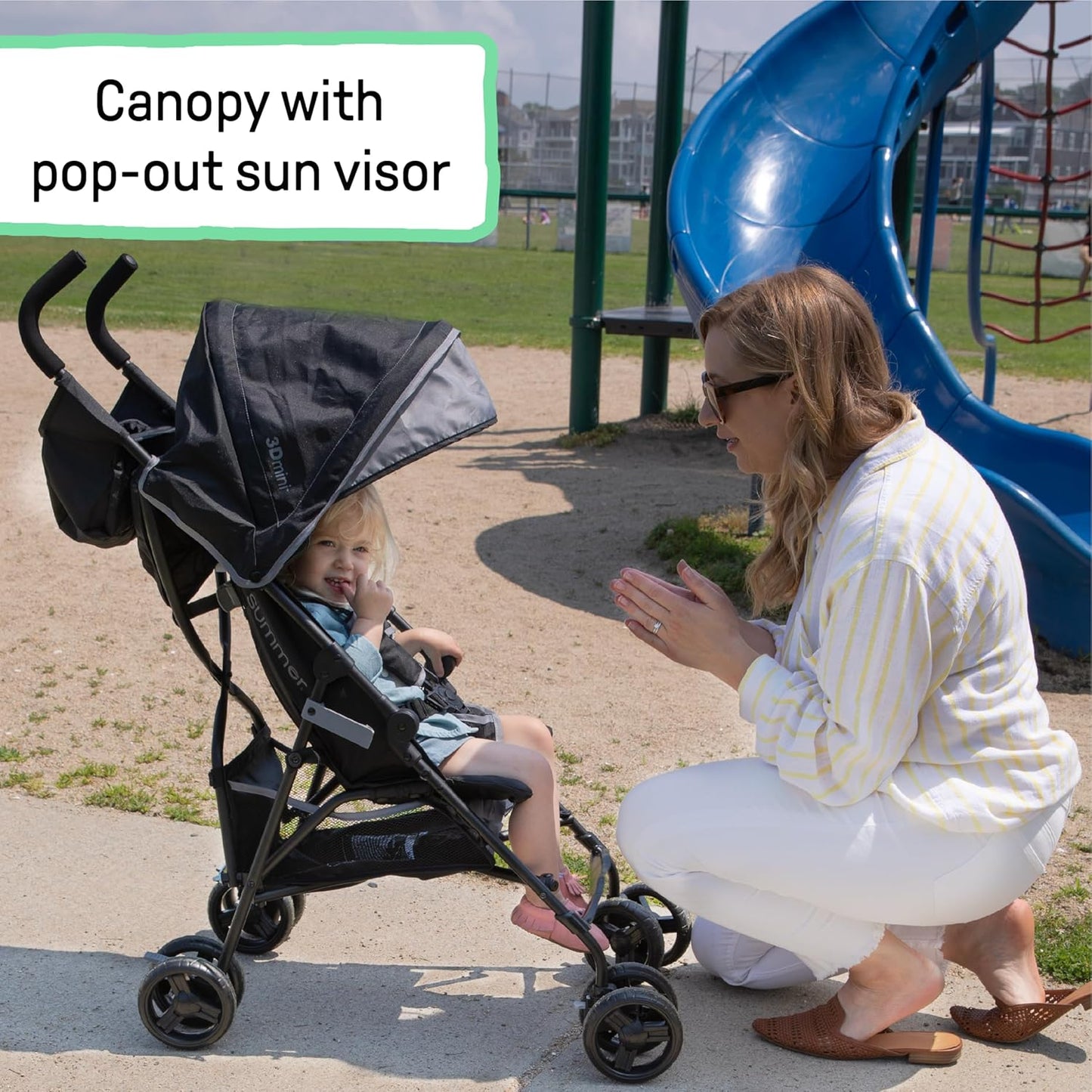 Infant 3D Mini Lightweight Stroller - Compact Fold, Multi-Position Recline, Canopy, Summer Pop-Out Sun Visor - Gray