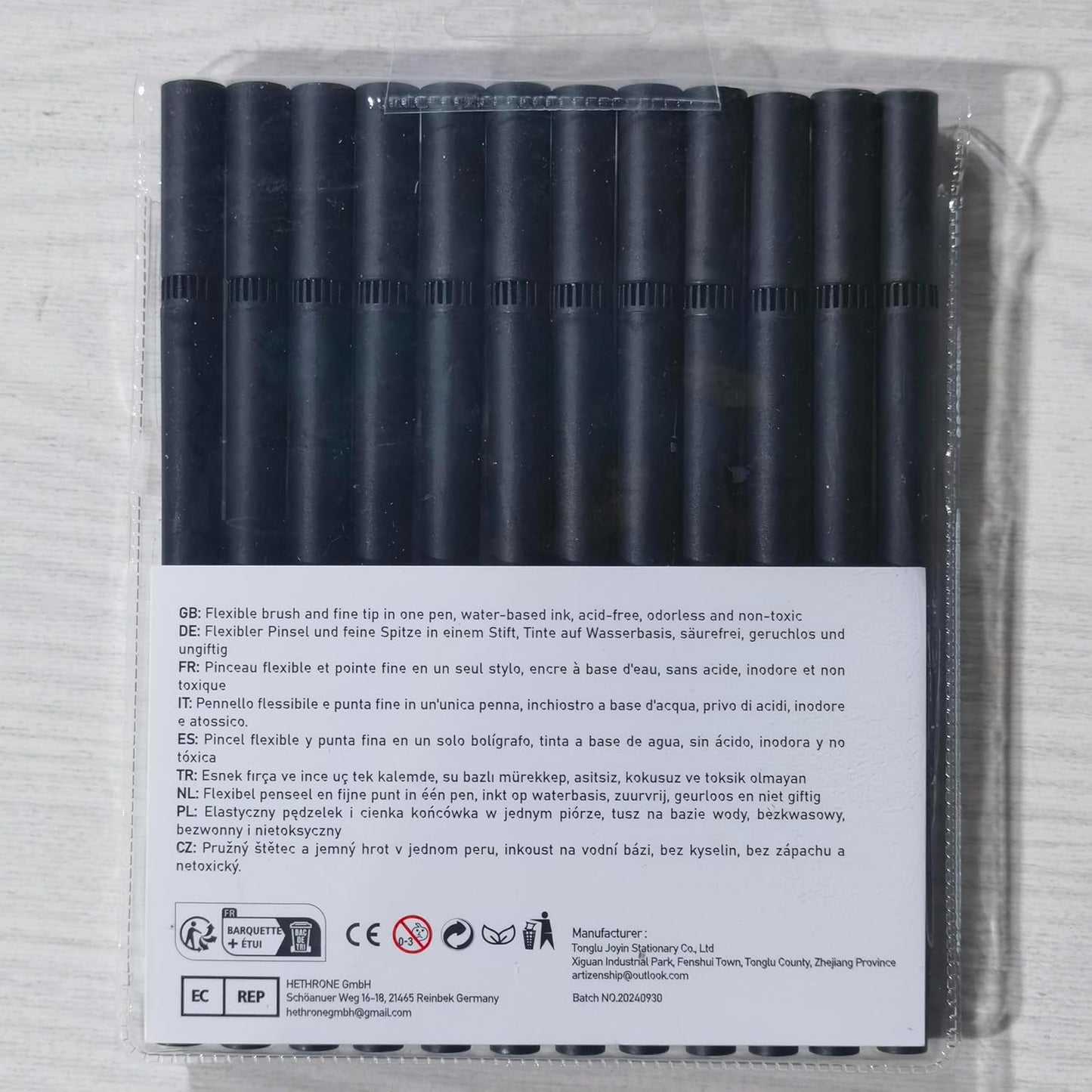 Dual Brush Pens Set - 12 Pack Black Markers for Art Drawing and Sketching