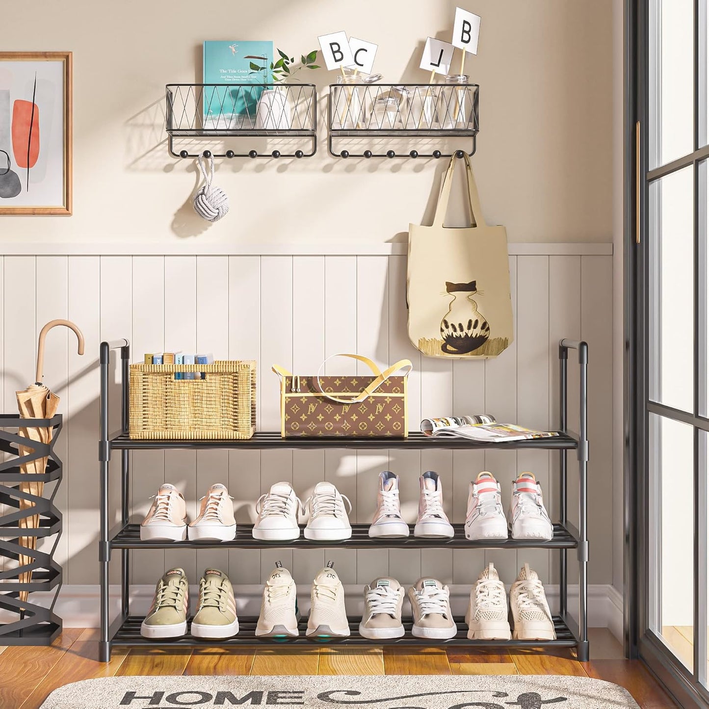 Sturdy Metal Shoe Rack Organizer - 3-Tier Free Standing Storage Solution for Entryway and Closet