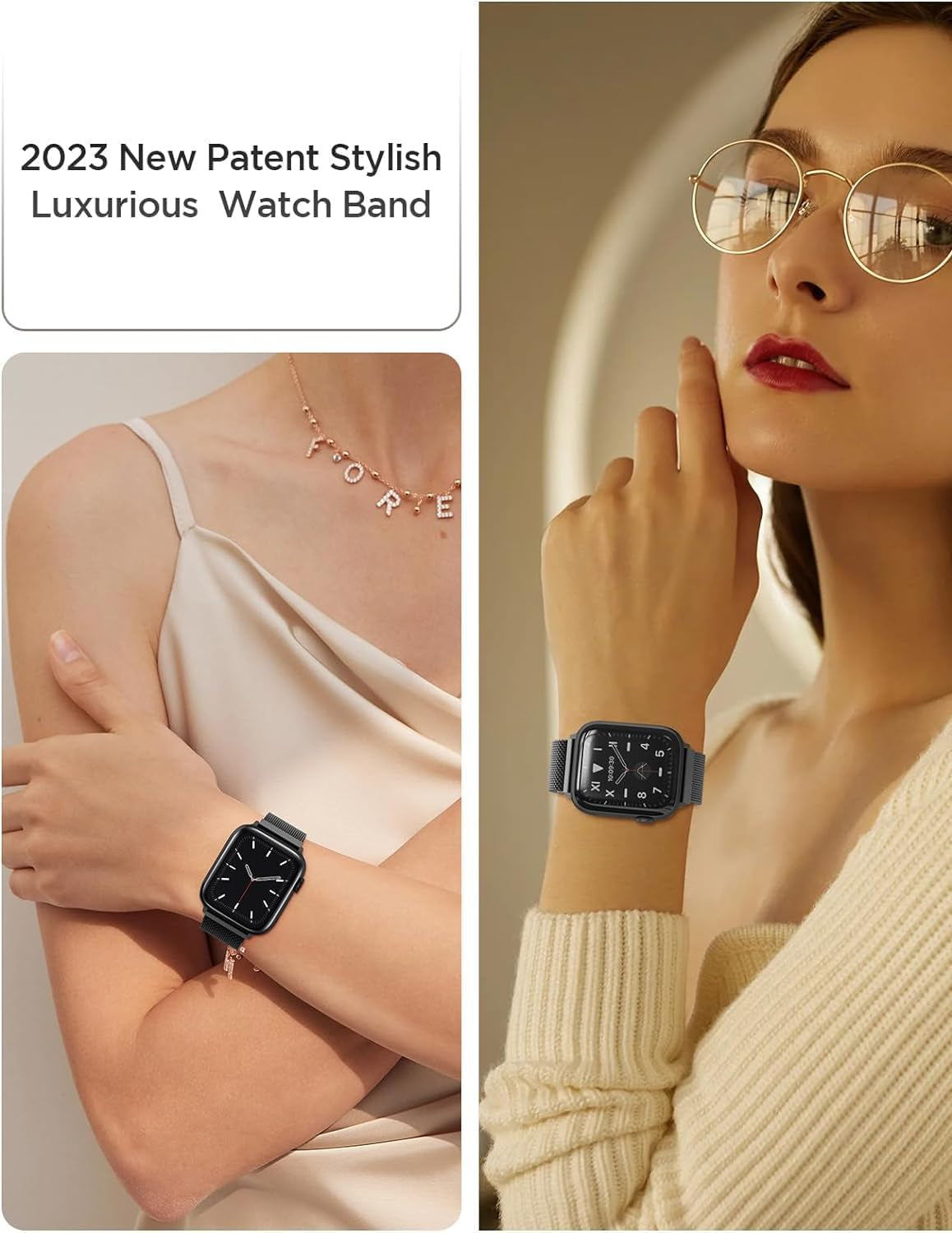 Milanese Loop Bracelet Compatible with Apple Watch Series 1-10 and SE, Available in Multiple Sizes for Men and Women