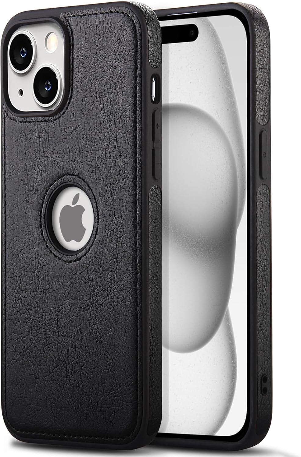 Premium Leather and TPU Hybrid Case Cover for iPhone 15 Pro Max - Brown