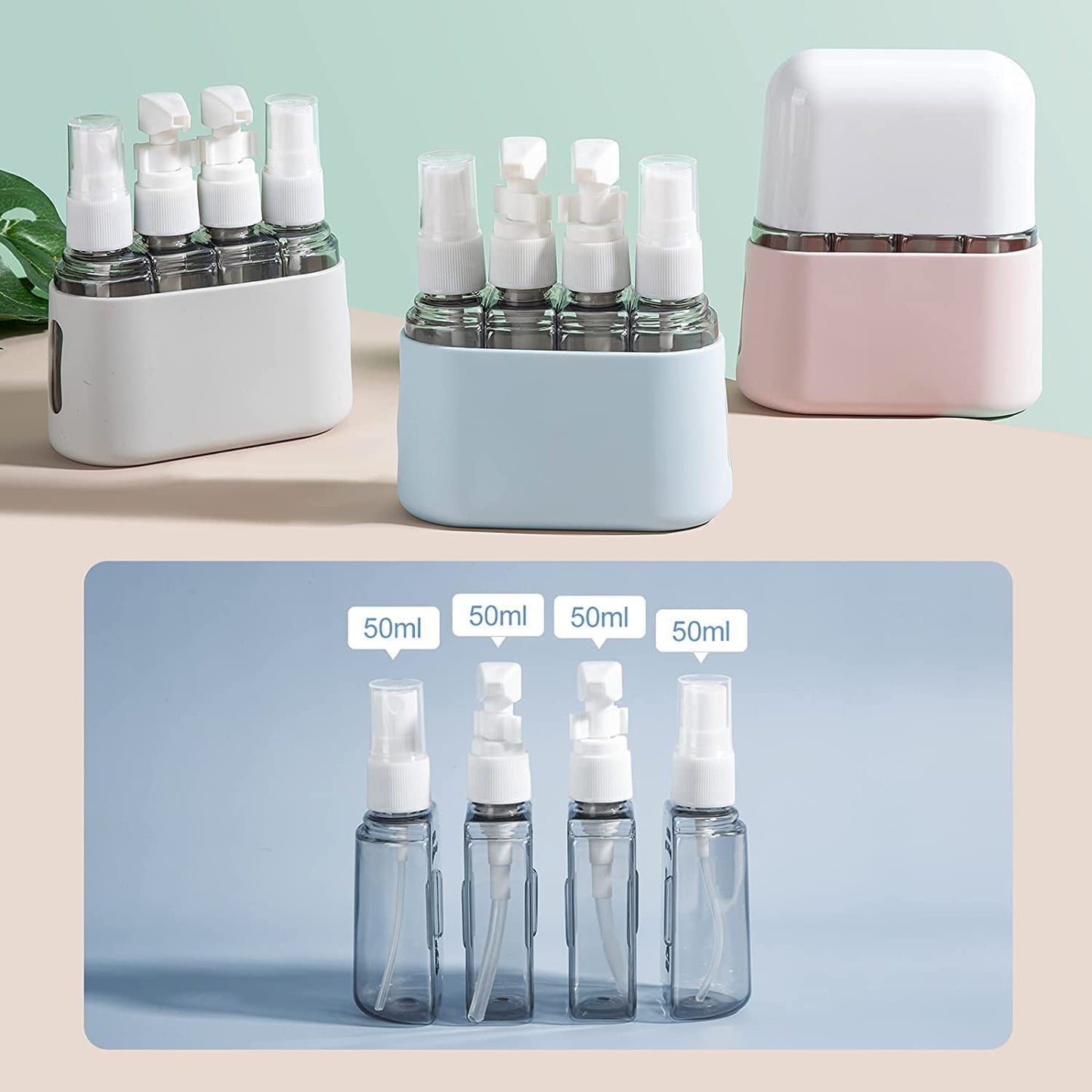 8-Pack TSA Approved Travel Bottles Set for Toiletries, 50ml/2oz Leak-Proof Containers with Labels and Storage Box