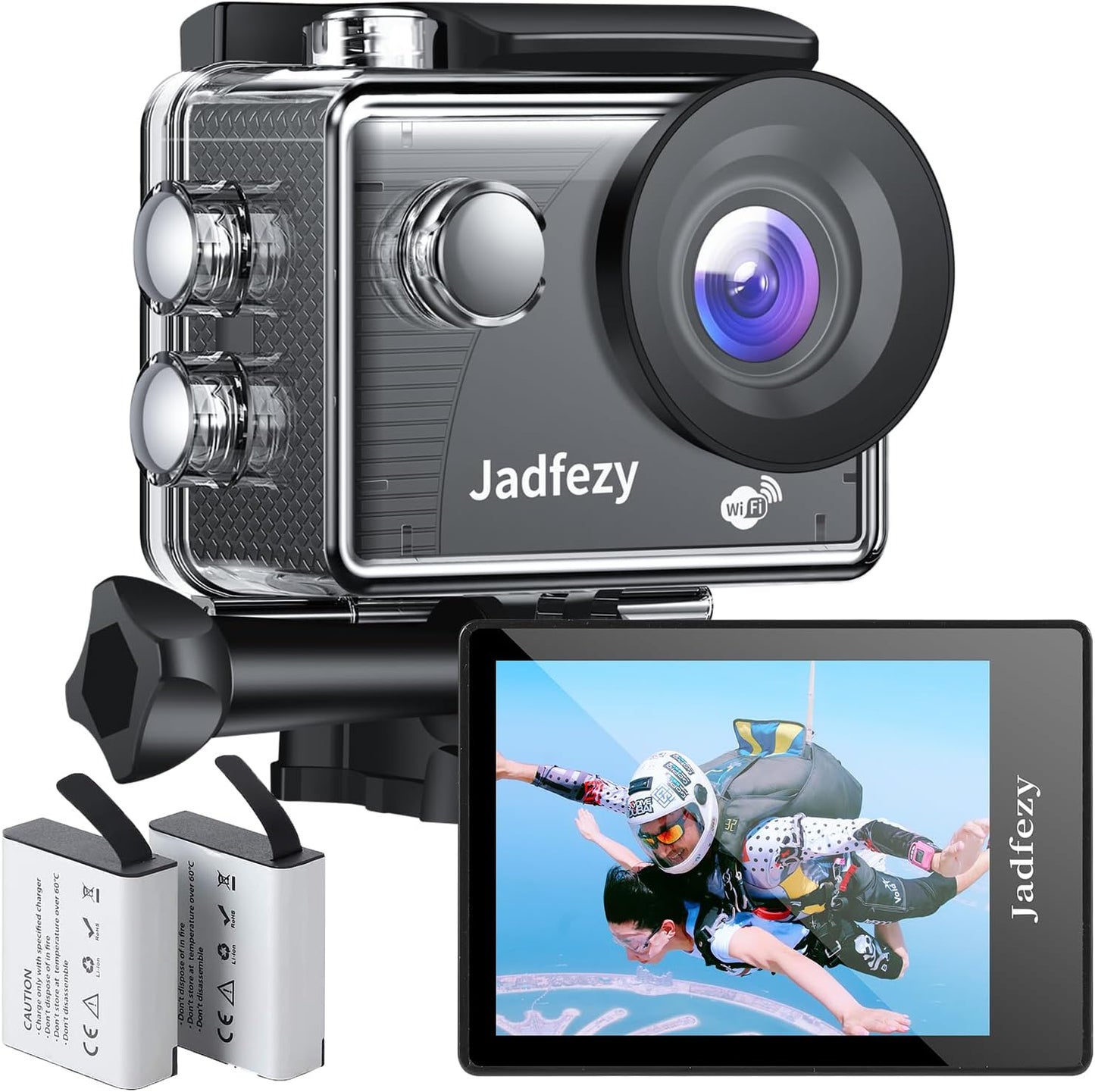 Ultra HD 1080P WiFi Action Camera, 12MP Sports Camera - Wide-Angle Lens, 2" LCD Screen, 30M Waterproof Capability, 2 Batteries, Accessories Kit