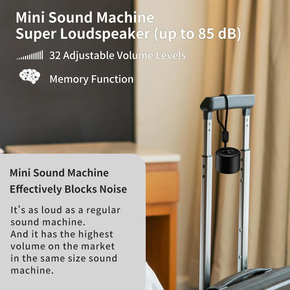 Portable White Noise Mini Sound Machine - 30 Soothing Sounds - Rechargeable - Noise-Canceling Speaker