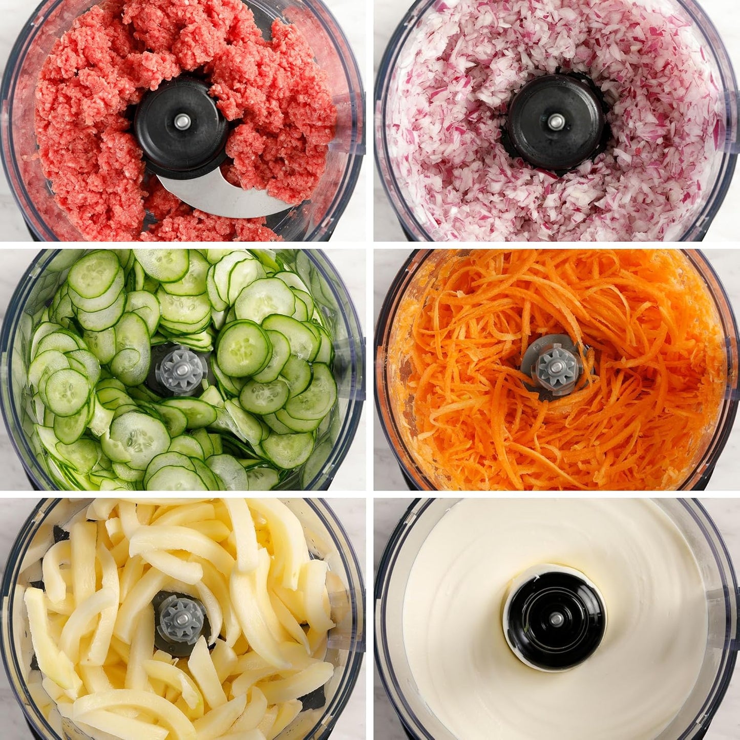 10-Cup Compact Food Processor with 4 Blades, Whipping Disc, and Storage Stand, 800W Maximum Power