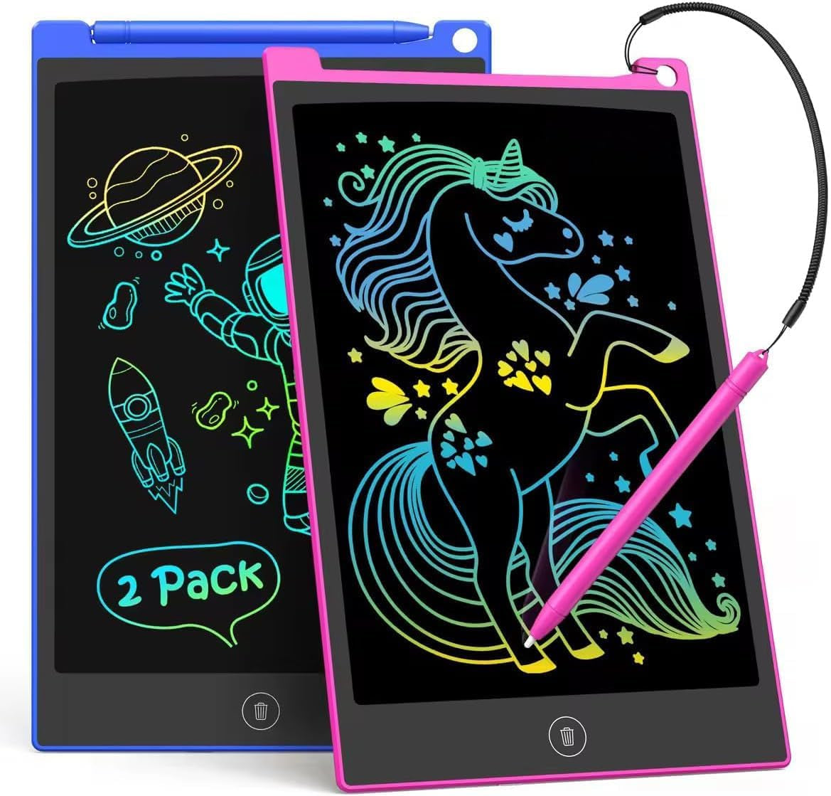 Dual Pack 8.5-Inch LCD Writing Tablet - Colorful Doodle Board for Children, Ideal Travel Activity and Learning Toy for Ages 3+