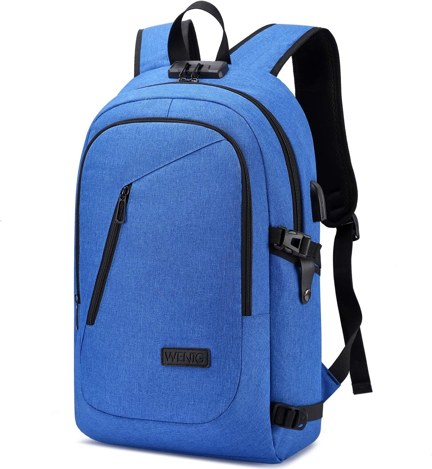 Anti-Theft Laptop Backpack for Business Travel, Slim Design - USB Charging Port, Durable Water-Resistant Bag for 15.6 Inch Laptops, Black