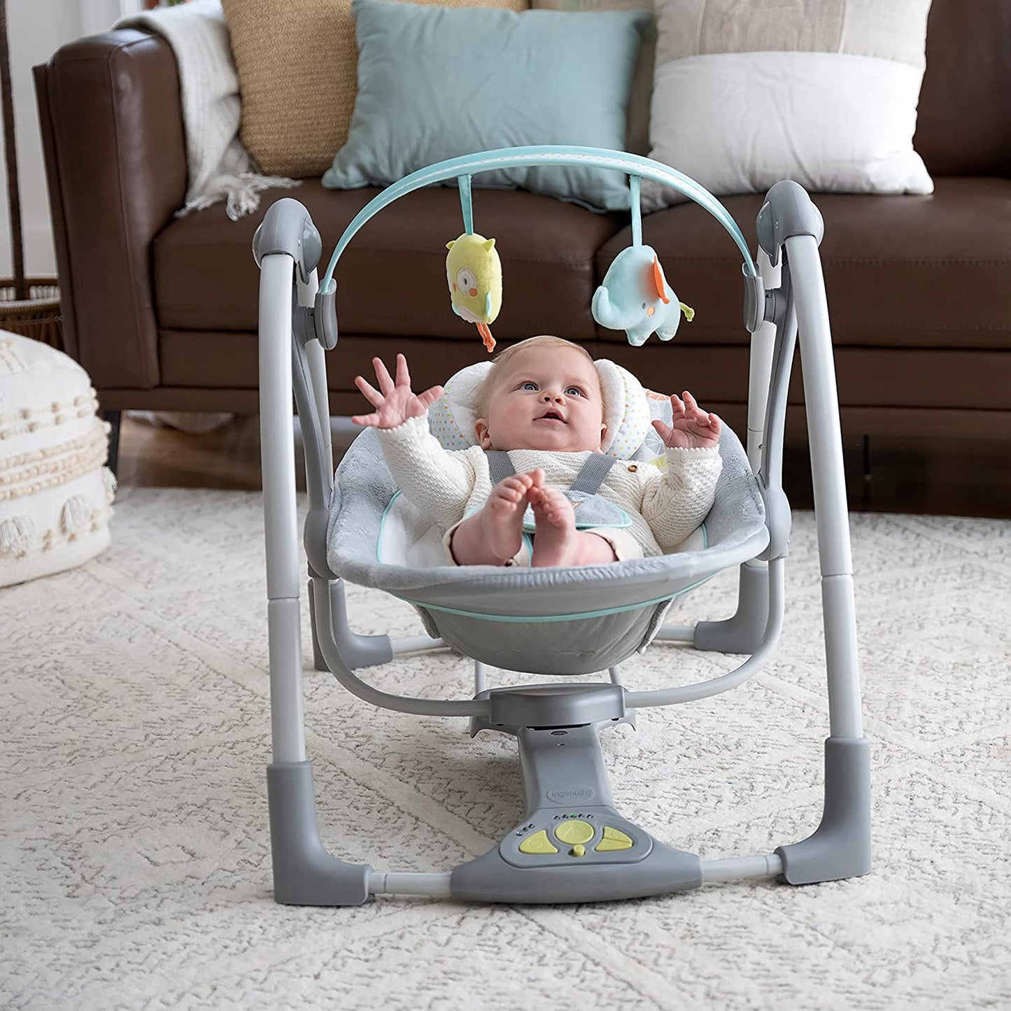 5-Speed Portable Baby Swing with Music, Nature Sounds, and Energy-Efficient Technology for Infants 0-9 Months
