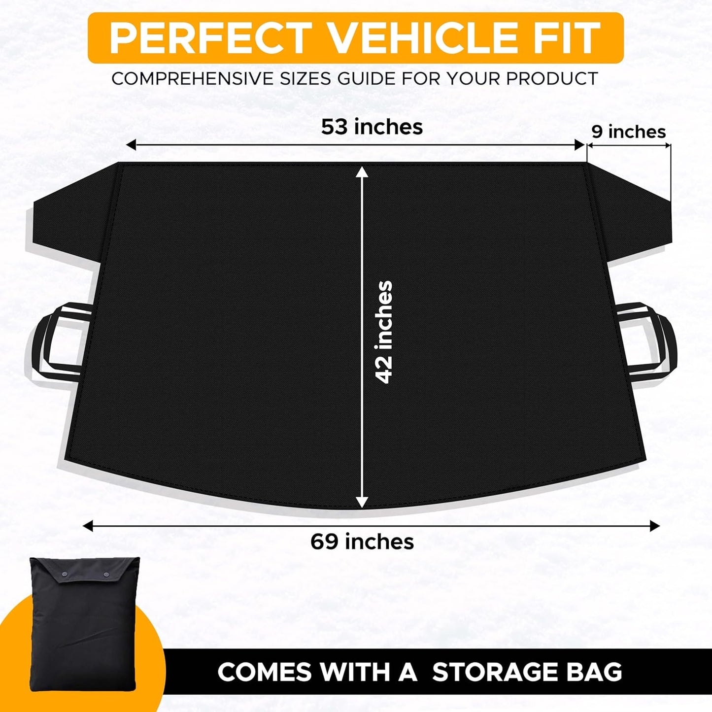 Windshield Cover for Ice and Snow | Enhanced 600D Oxford Fabric | Durable | Standard Size (69 X 42 Inches)