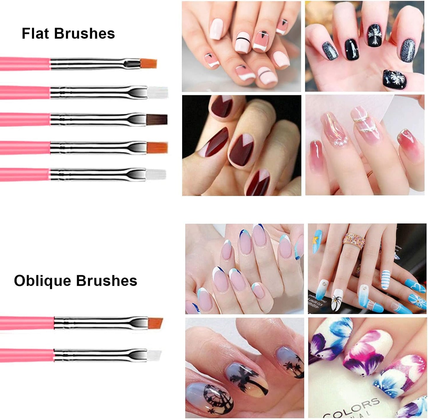 20-Piece Professional Nail Art Design Tools Set: 15 Nail Art Brushes and 5 Dotting Pens in Pink