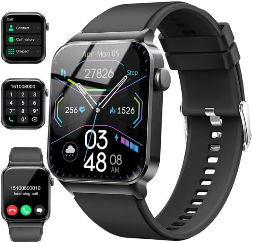 Bluetooth Smartwatch, 1.85" HD Touchscreen, 100+ Sports Modes, Heart Rate, SpO2, and Sleep Monitoring, IP68 Waterproof